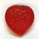 Vintage cinnabar heart shape trinket box chrysanthemums