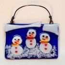 Fused glass snowman Christmas ornament