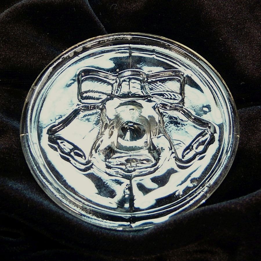 4 Vintage glass cookie stamps heart wreath bells four leaf clover Alfred Knobler & Co