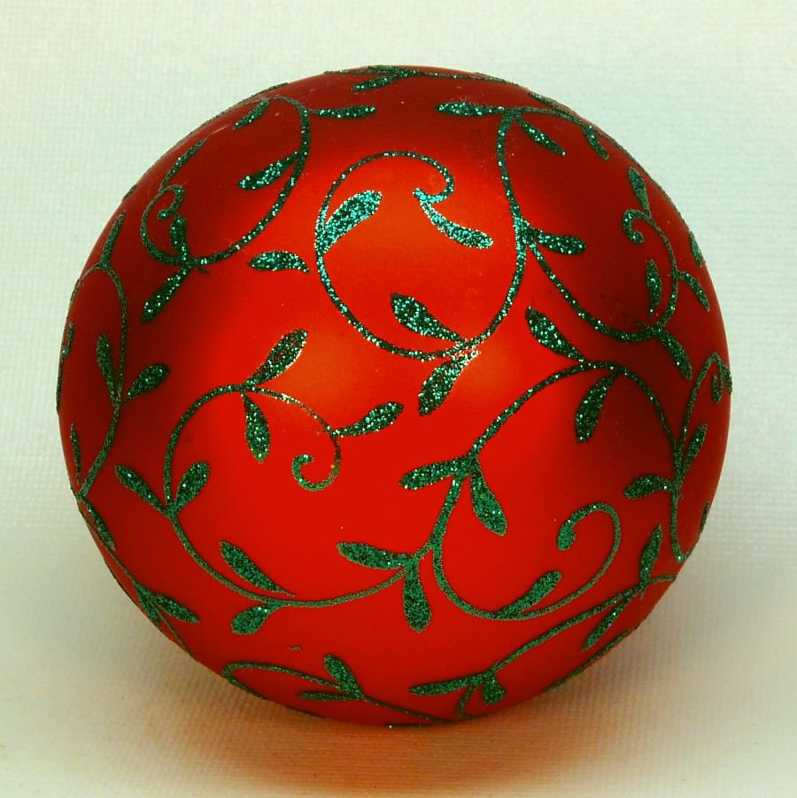 Large red and green Christmas ornament glass ball