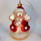 Large hand blown glass snowlady Christmas ornament red coat