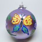 Large lavender hand painted Christmas Ornament flowers and butterflies Italy glass ball