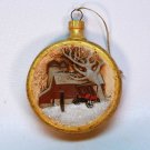 Scenic Christmas ornament hand painted artist signed Peg ceramic barn country house Scenic Christmas ornament hand painted artist signed Peg ceramic barn country house