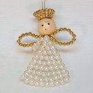 small vintage faux pearl angel Christmas ornament