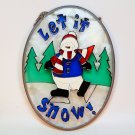 Christmas suncatcher snowman skating Let It Snow
