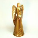 Vintage angel holding dove figurine earth tones pottery
