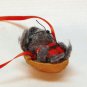Tiny miniature mouse in walnut shell Christmas ornament