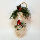 Vintage blown glass cardinal bird hand painted Christmas ornament large