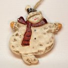 Hand carved wooden snowman Christmas ornament Canada