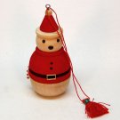 Turned wooden snowman Christmas ornament w bell