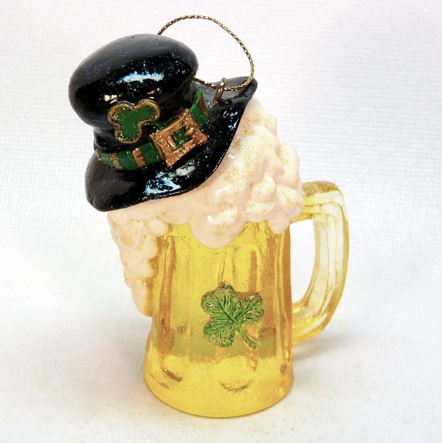 Irish beer mug Christmas ornament shamrock