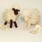 2 Handmade wool sheep figurines ram and ewe Janet Povlock