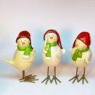 3 Christmas bird figurines