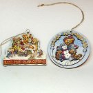 2 Boyds Bears pressed board Christmas Ornaments 1996 and 1997