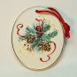 Oval ceramic pinecone design Christmas ornament