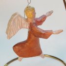 Vintage hand carved wooden angel Christmas ornament