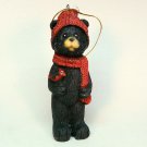 Black bear with cardinal bird Christmas ornament