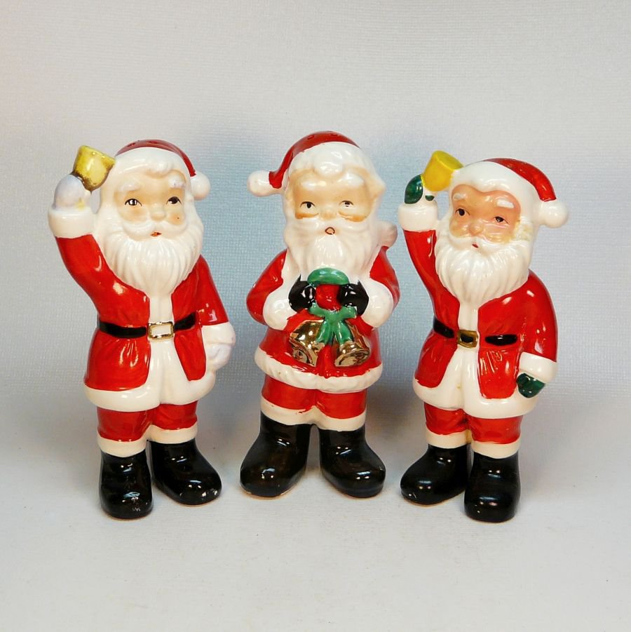 3 Vintage Christmas Santa salt or pepper shakers Japan