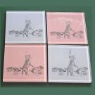 4 cute kitten coasters pink and blue glass