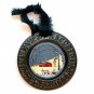 Hand painted snow scene tin Christmas ornament country look