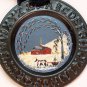 Hand painted snow scene tin Christmas ornament country look