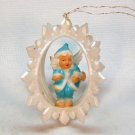 vintage Germany angel skiing Christmas ornament plastic skier blue