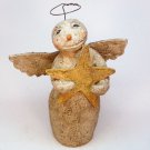 Primitive style snowman angel figurine Christmas holiday