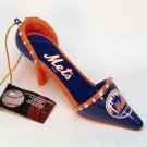Mets baseball team high heel Christmas ornament with rhinestones