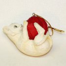 White cat with yarn ball Christmas ornament