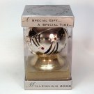Lenox Kirk Stieff silverplate Millennium Ball ornament 2000 hinged with stand