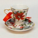 Reutter porcelain teacup Christmas ornament poinsiettas Germany