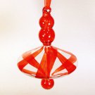 Hand blown glass red striped Christmas ornament top shaped