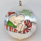 Vintage Ziggy 1980 Merry Everything Christmas ornament satin ball sleeved