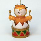 vtg Garfield ornament jumping out of a drum Christmas cat vtg Garfield ornament jumping out of a drum Christmas cat
