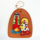 Vintage clay and enamel Nativity Christmas ornament Puerto Rico artist signed