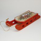 Vintage sled Christmas ornament with musical instruments wooden