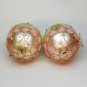 2 large egg shaped pink blown glass bejeweled Christmas ornaments