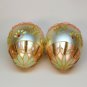 2 large egg shaped pink blown glass bejeweled Christmas ornaments