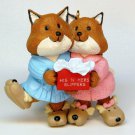 Vtg Hallmark 1993 Mom and Dad fox Christmas ornament QX5845