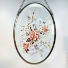 Vintage Lyford beveled glass suncatcher with flowers floral bouquet carnations daisies