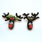 2 vintage pipe cleaner and spool reindeer Christmas ornaments handmade