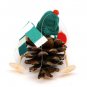 Skiing Christmas ornament handmade pine cone nut
