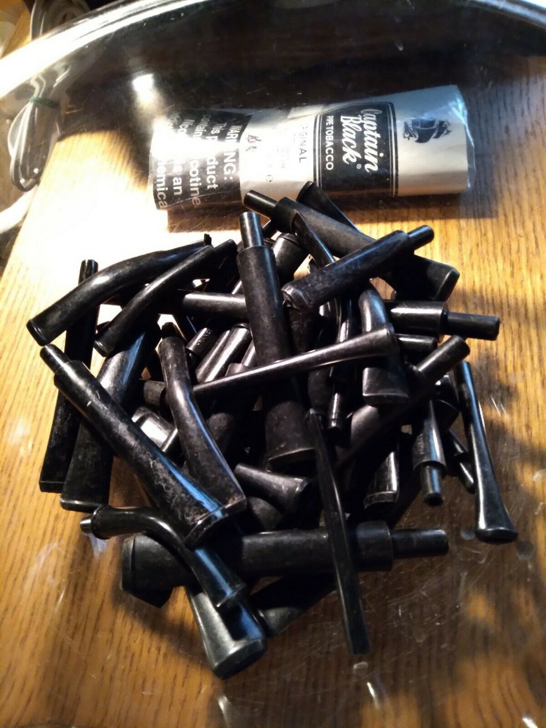 Lot of 50 Black Plastic Tobacco Pipe Stems Mouth Pieces bits NOS