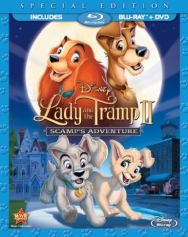 lady and the tramp II - scamp's adventure Blu-ray + DVD 2012 disney used like new