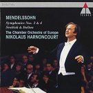 mendelssohn symphonies nos. 3 & 4 - chamber orchestra of europe w/ harnoncourt CD 1992 teldec