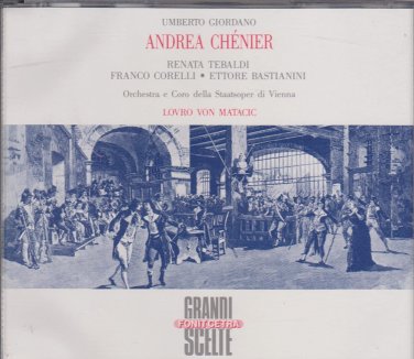 giordano: andrea chenier - tebaldi + corelli + bastianini 2CDs fonit cetra italy used CDE1017