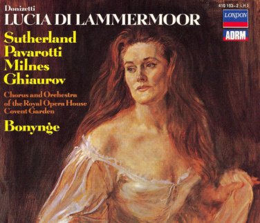 donizetti: lucia di lammermoor - sutherland, pavarotti, milnes, bonynge 3CDs 1985 london like new