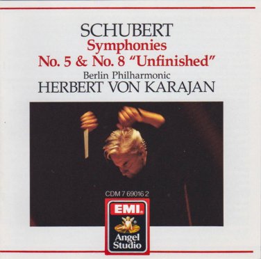 schubert symphonies no. 5 & 8 berlin philharmonic and karajan CD 1985 EMI mint
