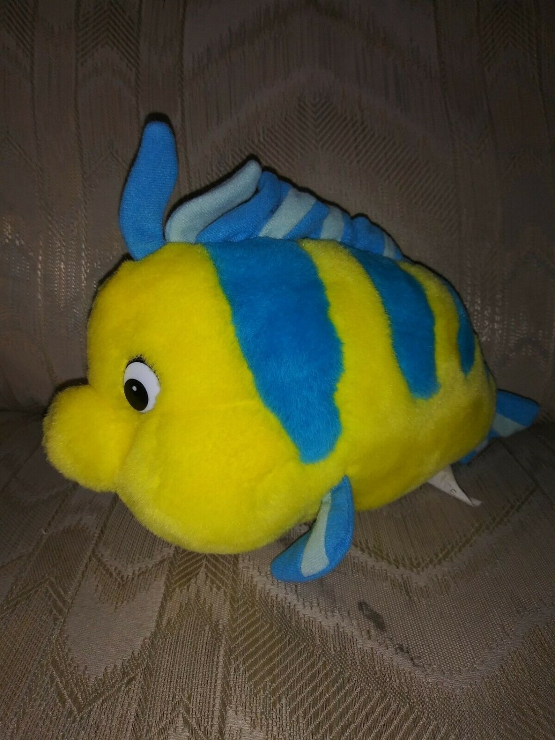 Disney Little Mermaid Flounder Plush Stuffed Animal Fish Yellow Blue Guppy 11"