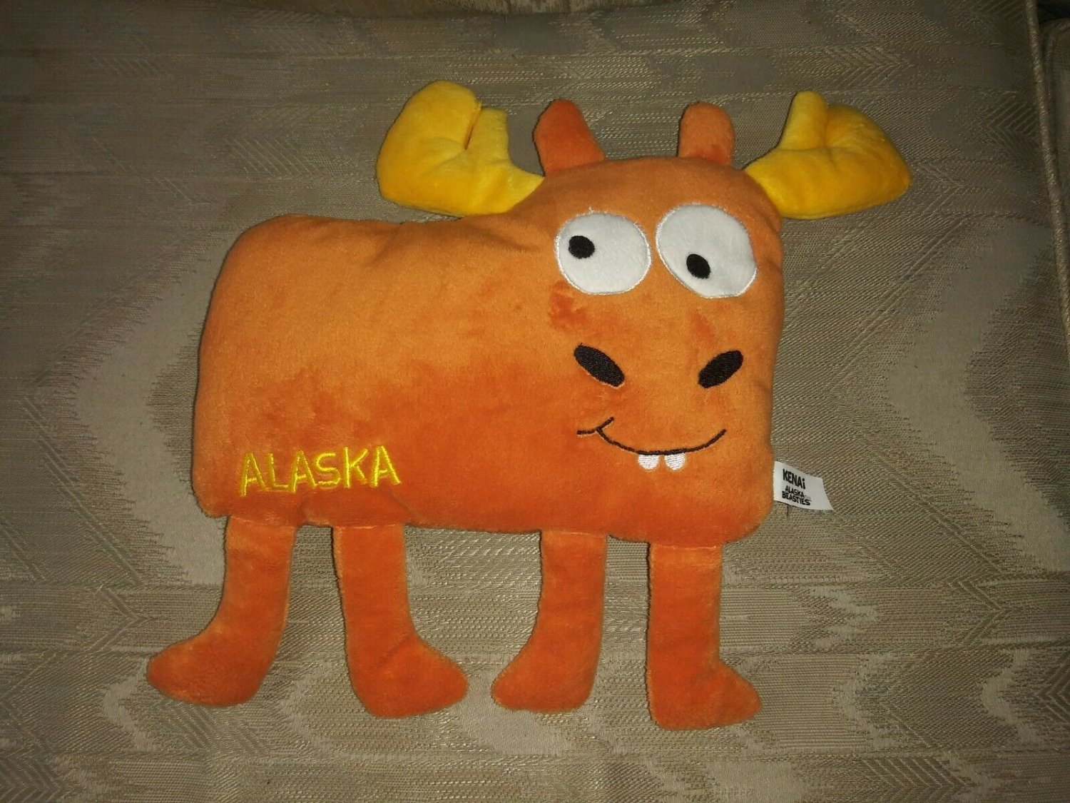 Kenai Alaska Beasties Moose Plush Pillow 12" Brown Yellow Stuffed